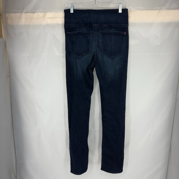 Spanx Women 29 Straight Jean Signature Dark Wash Stretch Denim Side Zip Slimming - Picture 3 of 11